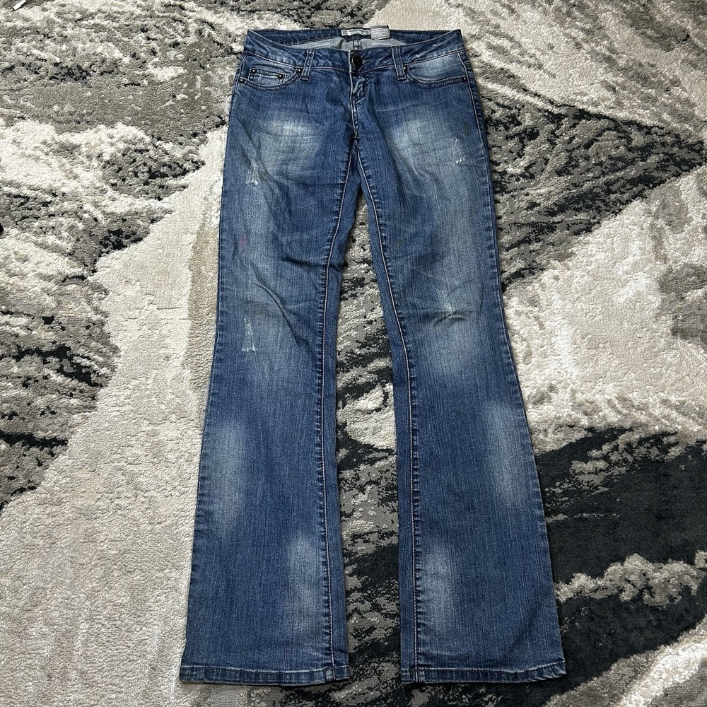 Soundgirl Y2K Bell Bottom Flared Jeans Women's Size 1 Low-Rise Stretch Pockets‎